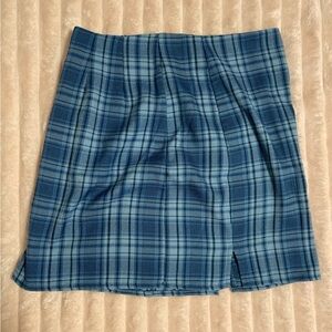 Blue  and White Plaid Women's Skirts